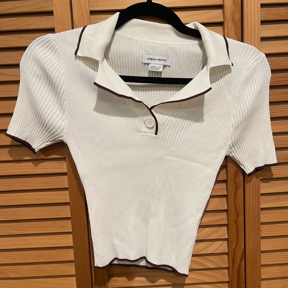 Urban Revive White Ribbed Cropped Top